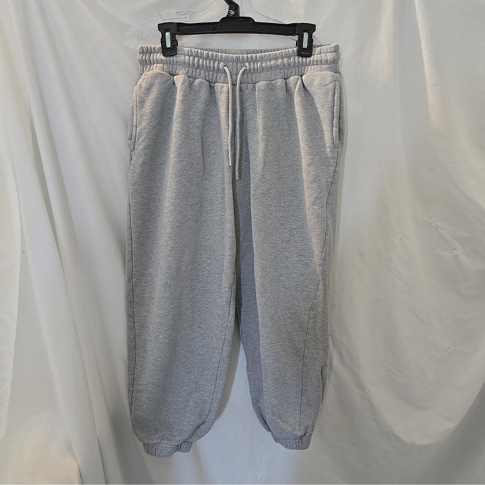 Quince Organic Women's Heavyweight Fleece Boyfriend Sweatpants Joggers Gray Sz L
